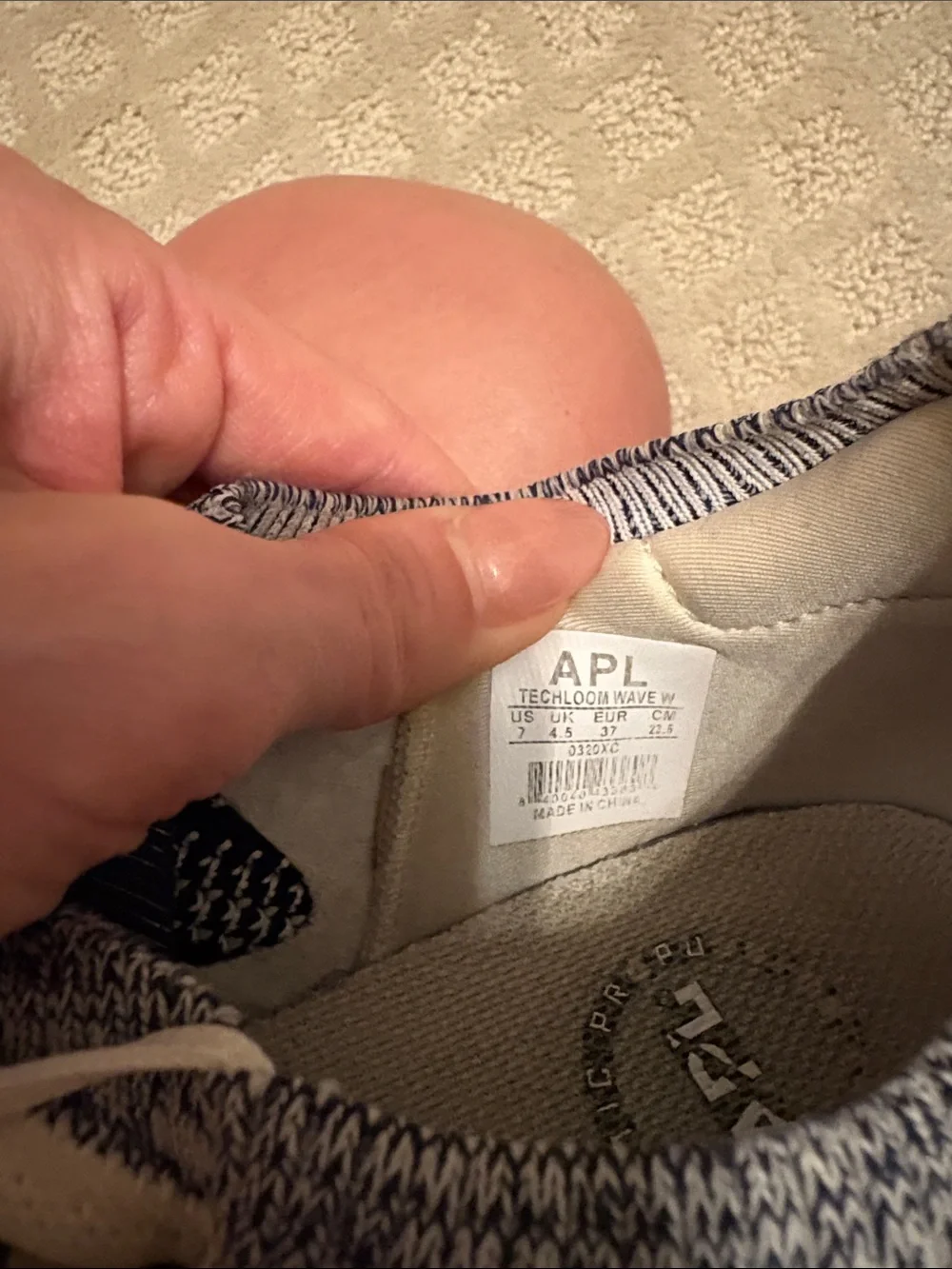 APL Knit Slip-On Sneakers in White and Navy Trim